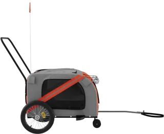 vidaXL Hondenfietstrailer Oxford Oranje/Grijs