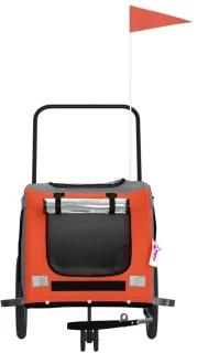 vidaXL Hondenfietstrailer Oxford Oranje/Grijs