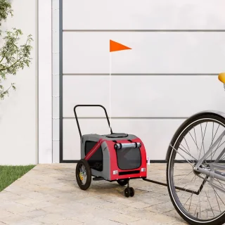 vidaXL Hondenfietstrailer Oxford Rood/Zwart