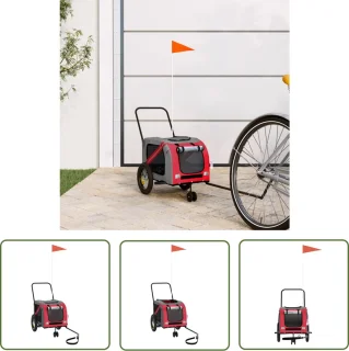 vidaXL Hondenfietstrailer Oxford Rood/Zwart