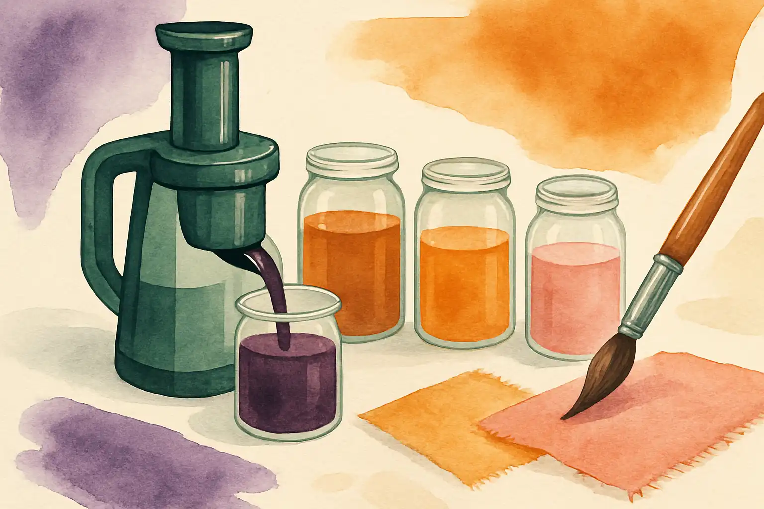 Zo gebruik je sap als natuurlijke verf: tinten uit de juicer voor textiel en DIY-projecten