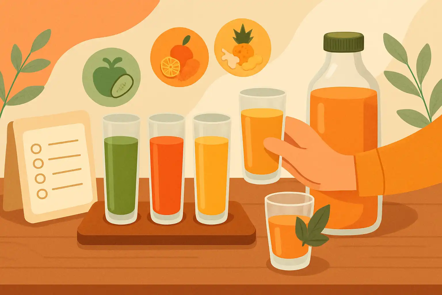 Zo organiseer je een juiceproeverij thuis: flights, smaakcombinaties en proeftips