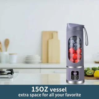 Sapcentrifuge- sapcentrifuges groenten en fruit-Draagbare elektrische USB-sapcentrifuge - 500 ml - Miniblender - Draagbare blender - voor shakes en smoothies - 12 messen, perfect voor het mixen - Compact - Handig - Veelzijdig (donkerpaars - 25,5 * 8