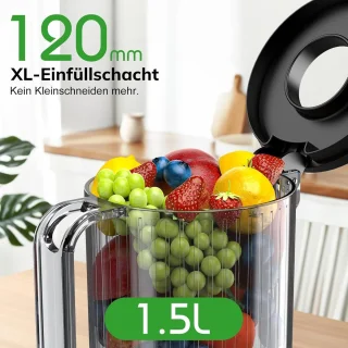 Slowjuicer met XL-vulopening en 800 ml sapcontainer voor gezonde sappen