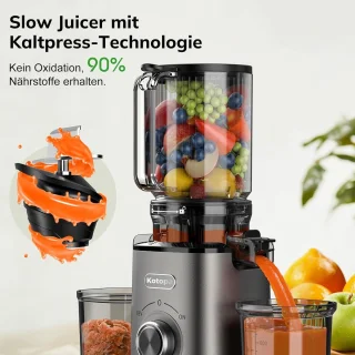 Slowjuicer met XL-vulopening en 800 ml sapcontainer voor gezonde sappen