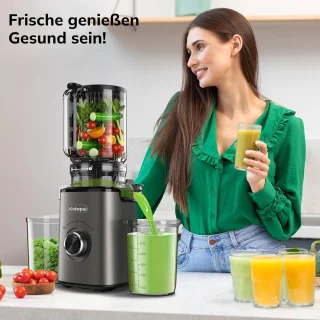 Slowjuicer met XL-vulopening en 800 ml sapcontainer voor gezonde sappen