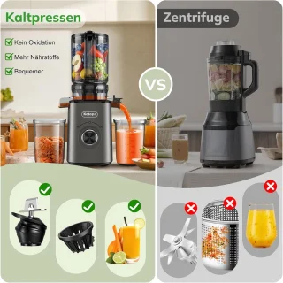 Slowjuicer met XL-vulopening en 800 ml sapcontainer voor gezonde sappen