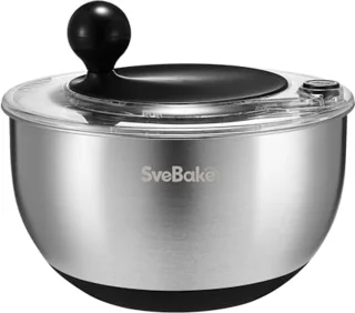 Premium 5,3-Qt Roestvrij Stalen Slacentrifuge met Stopknop - Vaatwasmachinebestendig en BPA-vrij