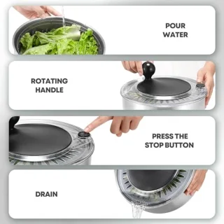 Premium 5,3-Qt Roestvrij Stalen Slacentrifuge met Stopknop - Vaatwasmachinebestendig en BPA-vrij