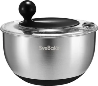 Premium 5,3-Qt Roestvrij Stalen Slacentrifuge met Stopknop - Vaatwasmachinebestendig en BPA-vrij