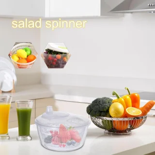 Grote Salade Spinner met Easy Press - Efficiënte Sla Droger voor Groenten en Fruit