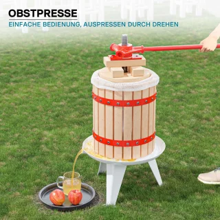 Borg Fruitpers 18 liter + Borg Fruitmolen 7 liter - Vruchtenpers - Appelmolen - Wijnpers - Ciderpers - Eikenhout - Compleet Set -