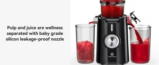 LINKchef Slow Juicer Sapcentrifuge - Verticale sapcentrifuge zonder voorbereiding - met No-Prep 4.35"Feed Chute - Geschikt voor hele vruchten en groenten - Eenvoudig te installeren-Gemakkelijk schoon te maken - 1.2L Capaciteit, 200w, zwart