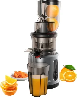 QPFO® Slowjuicer Met Krachtige Motor - Cold Press Sapcentrifuge Voor Groente En Fruit - Met Extra Filter En Ijsmaker - Grote Inhoud Grijs