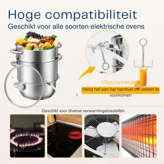 Roestvrijstalen Stoompers Voor Fruit En Groenten - Sapcentrifuge 9L - Met Deksel Van Gehard Glas - Geschikt Voor Inductie