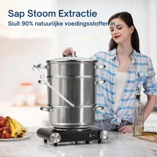 Roestvrijstalen Stoompers Voor Fruit En Groenten - Sapcentrifuge 9L - Met Deksel Van Gehard Glas - Geschikt Voor Inductie