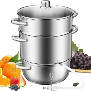Roestvrijstalen Stoompers Voor Fruit En Groenten - Sapcentrifuge 9L - Met Deksel Van Gehard Glas - Geschikt Voor Inductie