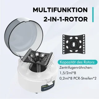 Mini-centrifuge 4000 tpm met 2-in-1 rotor voor laboratoriumtoepassingen