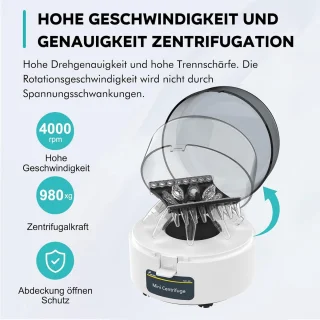 Mini-centrifuge 4000 tpm met 2-in-1 rotor voor laboratoriumtoepassingen