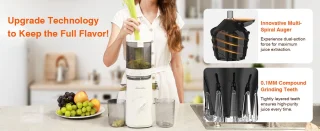 Zasmira Slow Juicer Sapcentrifuge -Sapcentrifuges met grote invoergoot - Powerful Slow Juicer with Pulp Seperation - 99.6% Juice Purity - 1,5L capaciteit, eenvoudig schoon te maken, eenvoudig te installeren - White