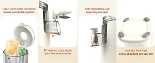 Zasmira Slow Juicer Sapcentrifuge -Sapcentrifuges met grote invoergoot - Powerful Slow Juicer with Pulp Seperation - 99.6% Juice Purity - 1,5L capaciteit, eenvoudig schoon te maken, eenvoudig te installeren - White
