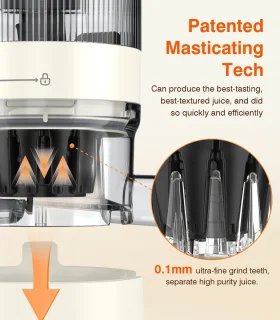 Zasmira Slow Juicer Sapcentrifuge -Sapcentrifuges met grote invoergoot - Powerful Slow Juicer with Pulp Seperation - 99.6% Juice Purity - 1,5L capaciteit, eenvoudig schoon te maken, eenvoudig te installeren - White