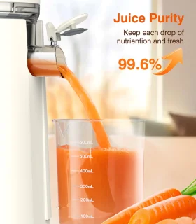 Zasmira Slow Juicer Sapcentrifuge -Sapcentrifuges met grote invoergoot - Powerful Slow Juicer with Pulp Seperation - 99.6% Juice Purity - 1,5L capaciteit, eenvoudig schoon te maken, eenvoudig te installeren - White