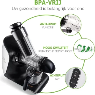 Slowjuicer - Voor Groente- en Fruitsap - Horizontale Slow juicer - duurzaam