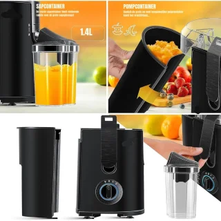 Thuys – Sapcentrifuges Groenten En Fruit – 1100W Grote Invoeropening Van 85 mm – 42 x 35 x 23cm – Zwart