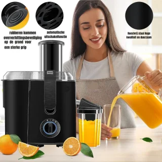 Thuys – Sapcentrifuges Groenten En Fruit – 1100W Grote Invoeropening Van 85 mm – 42 x 35 x 23cm – Zwart