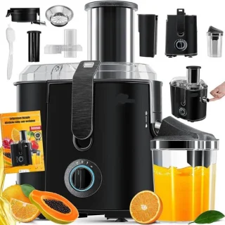 Thuys – Sapcentrifuges Groenten En Fruit – 1100W Grote Invoeropening Van 85 mm – 42 x 35 x 23cm – Zwart