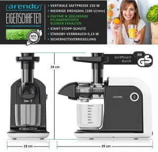 Slowjuicer - Voor Groente- en Fruitsap - Horizontale Slow juicer - duurzaam