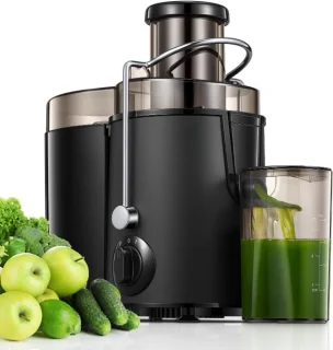 Sapcentrifuge - Slowjuicer - voor Groenten - Fruit - 400W - 65mm Vulopening - 3 Snelheden - Anti-Druppelfunctie - Oververhittingsbeveiliging - RVS - 1.6L - Zwart