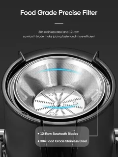 Sapcentrifuge - Slowjuicer - voor Groenten - Fruit - 400W - 65mm Vulopening - 3 Snelheden - Anti-Druppelfunctie - Oververhittingsbeveiliging - RVS - 1.6L - Zwart
