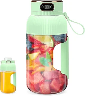 Sapcentrifuge - Draagbare blender - Sapcentrifuge - Digitaal display - Draagbare sapcentrifuge - Antislip handvat, geschikt voor sportschool, reizen, kamperen, thuis, enz., voor het maken van sapjes en smoothies (groen)