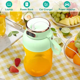 Sapcentrifuge - Draagbare blender - Sapcentrifuge - Digitaal display - Draagbare sapcentrifuge - Antislip handvat, geschikt voor sportschool, reizen, kamperen, thuis, enz., voor het maken van sapjes en smoothies (groen)