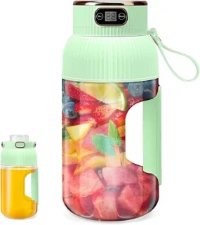 Sapcentrifuge - Draagbare blender - Sapcentrifuge - Digitaal display - Draagbare sapcentrifuge - Antislip handvat, geschikt voor sportschool, reizen, kamperen, thuis, enz., voor het maken van sapjes en smoothies (groen)