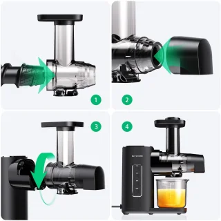 Sapcentrifuge - Slowjuicer - Koude Pers Juicer - Langzaam Kauwen Sapmachine - 2 Snelheidsstanden - Stil - Hoge Sapopbrengst - Groente en Fruit Pers - Eenvoudig te Reinigen - Anti-Druppel - BPA-vrij - Compacte Juicer - 450ml - 150W
