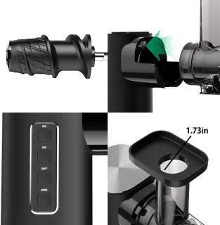Sapcentrifuge - Slowjuicer - Koude Pers Juicer - Langzaam Kauwen Sapmachine - 2 Snelheidsstanden - Stil - Hoge Sapopbrengst - Groente en Fruit Pers - Eenvoudig te Reinigen - Anti-Druppel - BPA-vrij - Compacte Juicer - 450ml - 150W