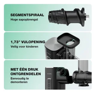 Sapcentrifuge - Slowjuicer - Koude Pers Juicer - Langzaam Kauwen Sapmachine - 2 Snelheidsstanden - Stil - Hoge Sapopbrengst - Groente en Fruit Pers - Eenvoudig te Reinigen - Anti-Druppel - BPA-vrij - Compacte Juicer - 450ml - 150W