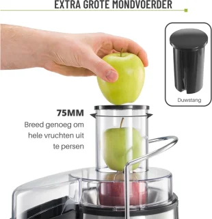 Hoogwaardige Sapcentrifuge Voor Groenten En Fruit - 850W Met 2 Snelheden - Centrifugaal Juicer Voor Sinaasappel En Citrus - Brede Opening 75mm - Antislip Bodem