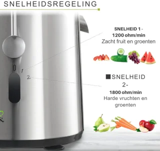 Hoogwaardige Sapcentrifuge Voor Groenten En Fruit - 850W Met 2 Snelheden - Centrifugaal Juicer Voor Sinaasappel En Citrus - Brede Opening 75mm - Antislip Bodem
