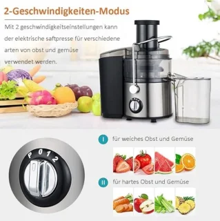 Equivera Sapcentrifuge - Sapcentrifuge - Sapcentrifuge voor Groente en Fruit - Juicer voor Groente en Fruit - Sap Machine - Sap Maker - Slow Juicer - Juicer - Elektrische Sap Pers
