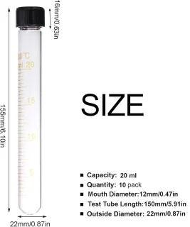 10 Stuks glazen centrifugebuizen 20 ml met schroefdop