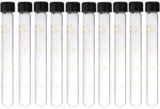10 stuks laboratorium centrifugebuizen met schroefdop, afgestudeerd glaswerk (20 ml)