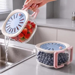 Afdruipmand voor fruit en groenten, blauw - ShopVlot