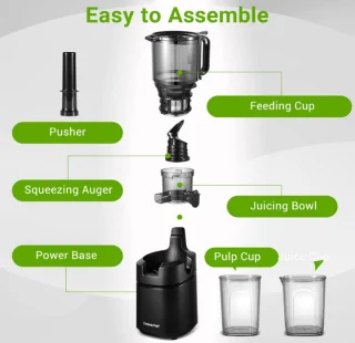 AMZCHEF All-In-One Slow Juicer 1.8L 250W Black