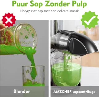 AMZCHEF Slowjuicer Sapcentrifuge Zwart