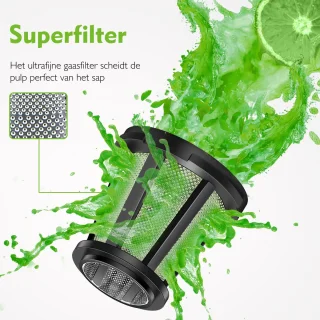 AMZCHEF Slowjuicer Sapcentrifuge Zwart