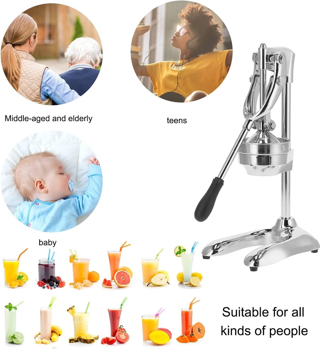 Wat vinden we goed aan de Commerciële Handmatige Roestvrij Staal Limoen Juicer Stand